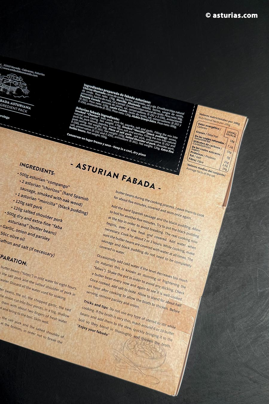Preparado fabada asturiana seis raciones Naveda